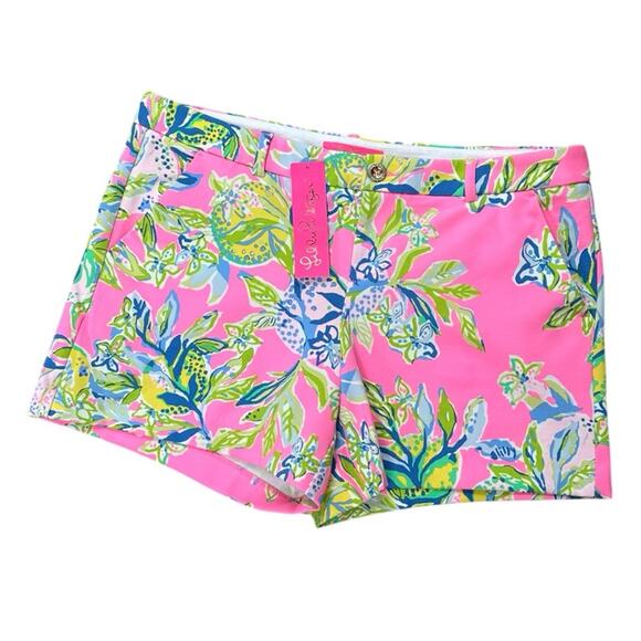 NWT Lilly Pulitzer Knit Callahan
Shorts Sz 14 Stretch pink Squeeze The Day - Picture 1 of 9